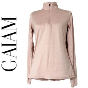 Gaiam Pale Pink Ink‎ Yoga Long Sleeve Pullover With Thumb Holes Size Small